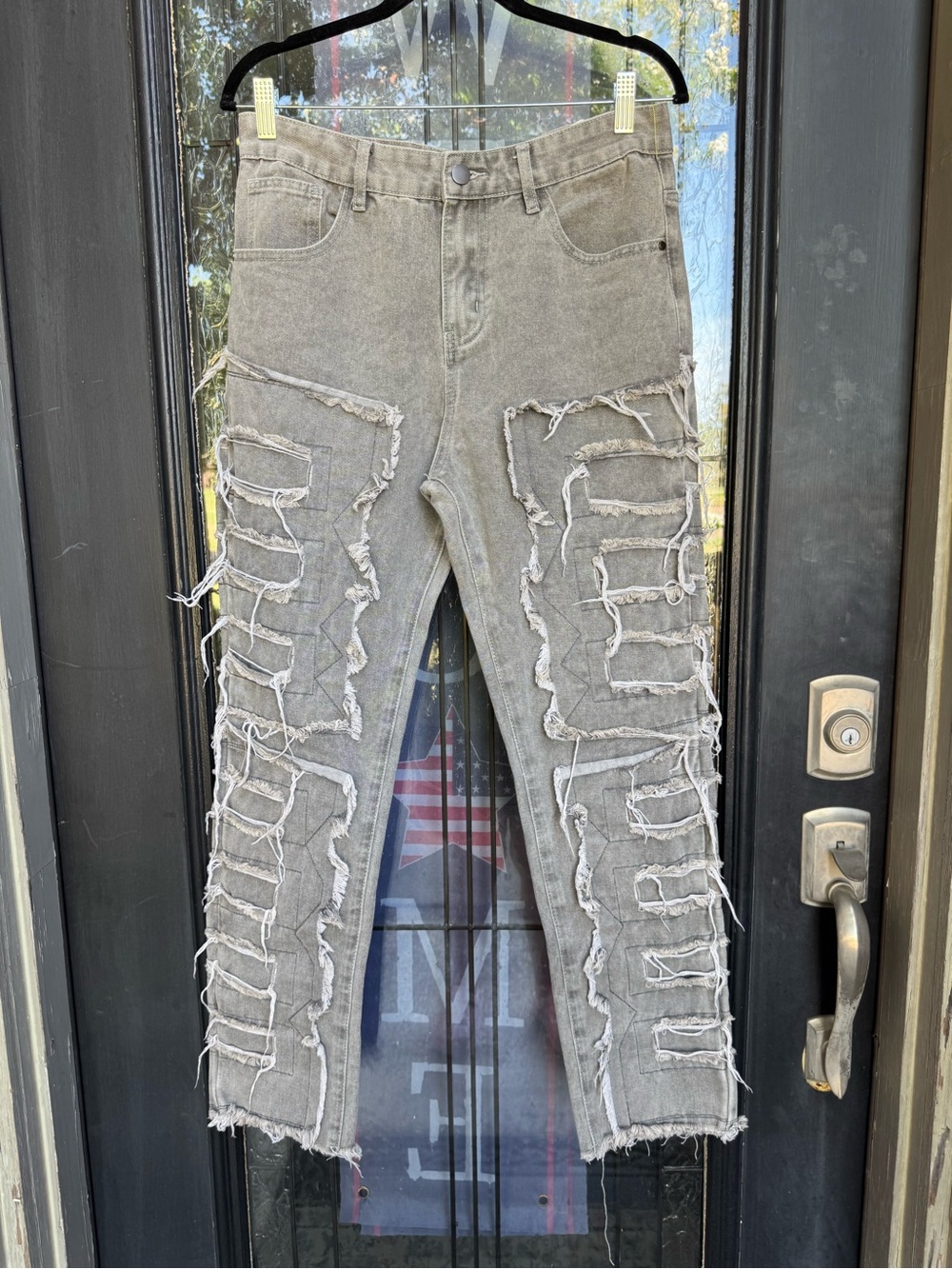 Men's Distressed Grey Ripped Jeans